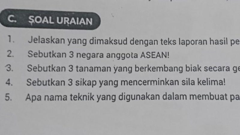 Apa yang dimaksud uraian 
(Dok. Ist)