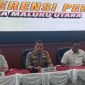 Konferensi per Polda Maluku Utara terkait kasus terbakarnya speedboat Benny (Dok. Ist)