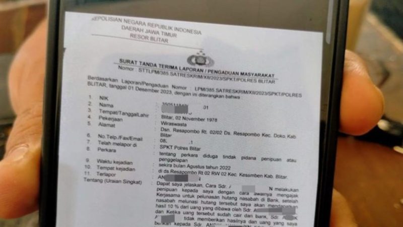 Surat tanda laporan yang diberikan oleh pihak kepolisian (Dok. Ist)