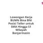Lowongan Kerja BUMN Bina BNI Posisi Teller untuk SMA Hingga S1 Wilayah Banjarmasin