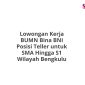 Lowongan Kerja BUMN Bina BNI Posisi Teller untuk SMA Hingga S1 Wilayah Bengkulu
