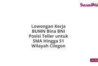 Lowongan Kerja BUMN Bina BNI Posisi Teller untuk SMA Hingga S1 Wilayah Cilegon