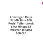 Lowongan Kerja BUMN Bina BNI Posisi Teller untuk SMA Hingga S1 Wilayah Jakarta Selatan