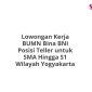Lowongan Kerja BUMN Bina BNI Posisi Teller untuk SMA Hingga S1 Wilayah Yogyakarta