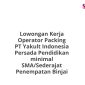 Lowongan Kerja Operator Packing PT Yakult Indonesia Persada Pendidikan minimal SMA/Sederajat Penempatan Binjai