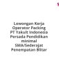 Lowongan Kerja Operator Packing PT Yakult Indonesia Persada Pendidikan minimal SMA/Sederajat Penempatan Blitar