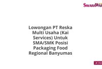 Lowongan PT Reska Multi Usaha (Kai Services) Untuk SMA/SMK Posisi Packaging Food Regional Banyumas