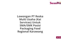 Lowongan PT Reska Multi Usaha (Kai Services) Untuk SMA/SMK Posisi Packaging Food Regional Karawang