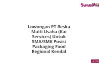 Lowongan PT Reska Multi Usaha (Kai Services) Untuk SMA/SMK Posisi Packaging Food Regional Kendal