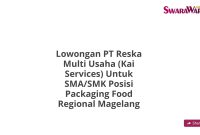 Lowongan PT Reska Multi Usaha (Kai Services) Untuk SMA/SMK Posisi Packaging Food Regional Magelang