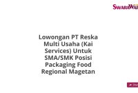 Lowongan PT Reska Multi Usaha (Kai Services) Untuk SMA/SMK Posisi Packaging Food Regional Magetan