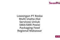 Lowongan PT Reska Multi Usaha (Kai Services) Untuk SMA/SMK Posisi Packaging Food Regional Makassar
