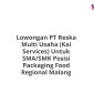 Lowongan PT Reska Multi Usaha (Kai Services) Untuk SMA/SMK Posisi Packaging Food Regional Malang