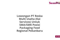 Lowongan PT Reska Multi Usaha (Kai Services) Untuk SMA/SMK Posisi Packaging Food Regional Pekanbaru
