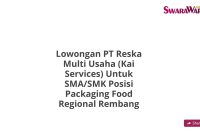 Lowongan PT Reska Multi Usaha (Kai Services) Untuk SMA/SMK Posisi Packaging Food Regional Rembang