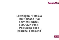 Lowongan PT Reska Multi Usaha (Kai Services) Untuk SMA/SMK Posisi Packaging Food Regional Sampang