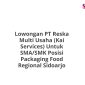 Lowongan PT Reska Multi Usaha (Kai Services) Untuk SMA/SMK Posisi Packaging Food Regional Sidoarjo