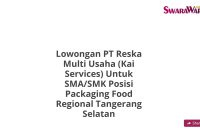 Lowongan PT Reska Multi Usaha (Kai Services) Untuk SMA/SMK Posisi Packaging Food Regional Tangerang Selatan