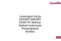 Lowongan Kerja EXPORT IMPORT STAFF PT Wilmar Nabati Indonesia Penempatan Brebes