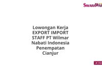 Lowongan Kerja EXPORT IMPORT STAFF PT Wilmar Nabati Indonesia Penempatan Cianjur