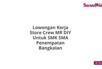 Lowongan Kerja Store Crew MR DIY Untuk SMK SMA Penempatan Bangkalan
