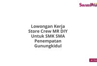 Lowongan Kerja Store Crew MR DIY Untuk SMK SMA Penempatan Gunungkidul