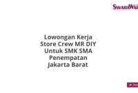 Lowongan Kerja Store Crew MR DIY Untuk SMK SMA Penempatan Jakarta Barat