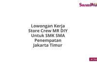 Lowongan Kerja Store Crew MR DIY Untuk SMK SMA Penempatan Jakarta Timur
