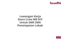 Lowongan Kerja Store Crew MR DIY Untuk SMK SMA Penempatan Lebak