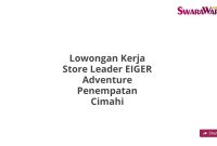 Lowongan Kerja Store Leader EIGER Adventure Penempatan Cimahi