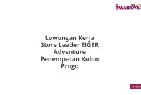 Lowongan Kerja Store Leader EIGER Adventure Penempatan Kulon Progo