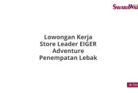 Lowongan Kerja Store Leader EIGER Adventure Penempatan Lebak