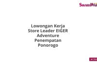 Lowongan Kerja Store Leader EIGER Adventure Penempatan Ponorogo