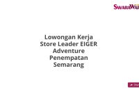 Lowongan Kerja Store Leader EIGER Adventure Penempatan Semarang