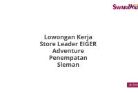 Lowongan Kerja Store Leader EIGER Adventure Penempatan Sleman