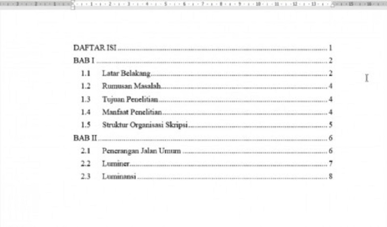 Cara membuat daftar isi otomatis
