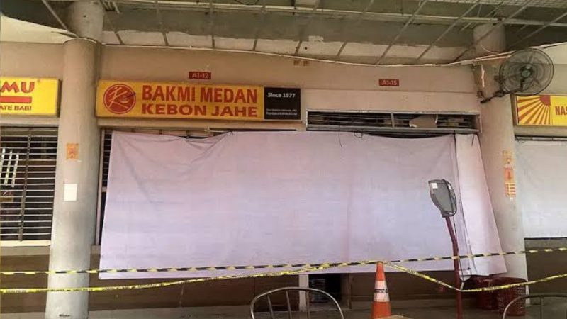 Pasar modern Cisauk yang dipasangi garis polisi (Dok. Ist)