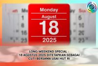Pemerintah Tetapkan 18 Agustus 2025 Sebagai Cuti Bersama 