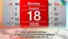 Pemerintah Tetapkan 18 Agustus 2025 Sebagai Cuti Bersama 