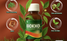 Biokhol, suplemen herbal penurun kolesterol tinggi dengan kandungan alami seperti madu, daun salam, temulawak, dan jati belanda.