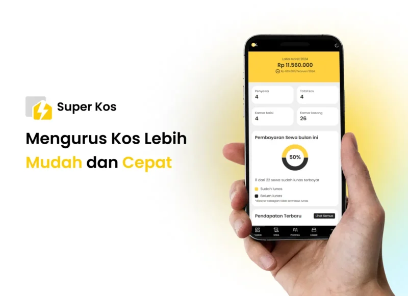 SuperKos aplikasi manajemen kos praktis untuk pemilik & penghuni. Unduh di Google Playstore dan App Store sekarang juga!