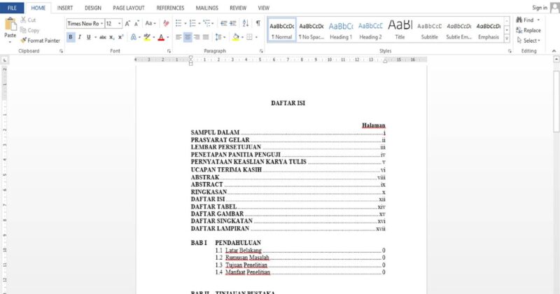 Cara Membuat Daftar Isi Otomatis di Word