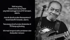 Kabar duka datang dari dunia musik Indonesia. Bassist God Bless Donny Fattah meninggal dunia setelah dirawat di RS Fatmawati.