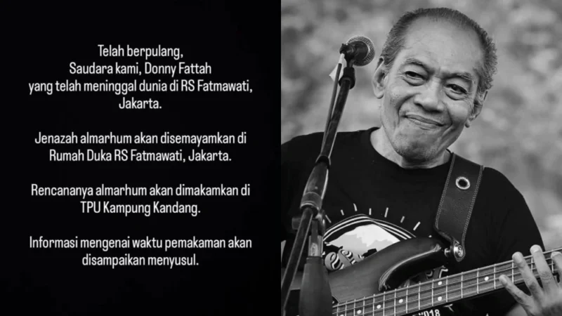 Kabar duka datang dari dunia musik Indonesia. Bassist God Bless Donny Fattah meninggal dunia setelah dirawat di RS Fatmawati.